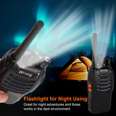 pofung Walkie Talkie Professional Radios PMR446 baofeng Talkies 88E/888S Handheld Toy Radio, Walkie Talkie with LED Flashlight &amp; Headset USB Connection (2 pieces), 94*45*30mm, black