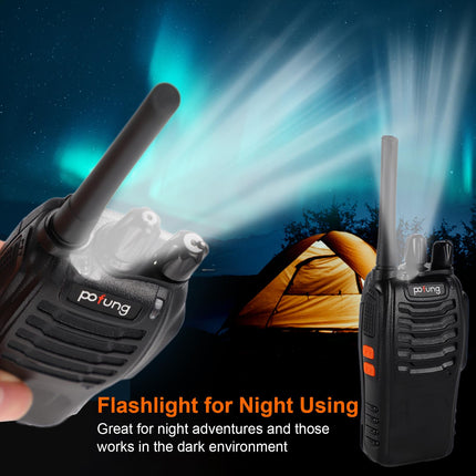 pofung Walkie Talkie Professional Radios PMR446 baofeng Talkies 88E/888S Handheld Toy Radio, Walkie Talkie with LED Flashlight &amp; Headset USB Connection (2 pieces), 94*45*30mm, black