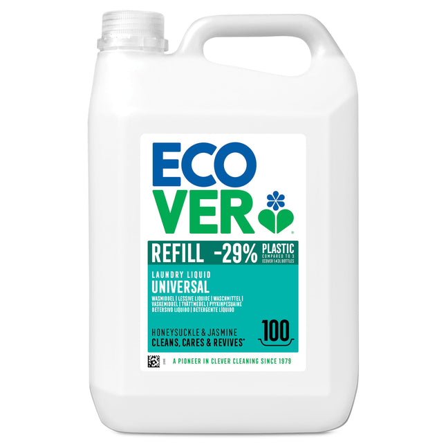 Ecover Laundry Detergent Universal Hibiscus &amp; Jasmine (5L/100 loads), liquid detergent with plant-based ingredients, caring laundry detergent for the preservation and protection of clothes