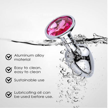 3 Pieces Small Medium Large Metal Anal Plug Set with Crystal Diamond Sex Toy, Butt Plug Anal Butt Plug, for Women Men Couples Beginners for Women Men Plug Metal Set (Dark Purple)