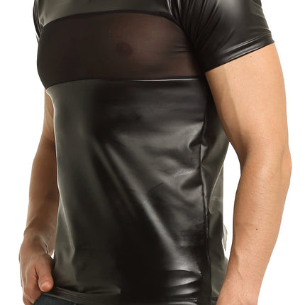 Latex-like men's shirt with mesh insert (S)