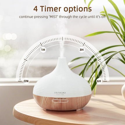 ASAKUKI 300ml Aroma Diffuser for Fragrance Oils, Premium Ultrasonic Humidifier Aromatherapy Oils Diffuser with 7 Color LED Light, BPA Free Bedroom, Office, Spa