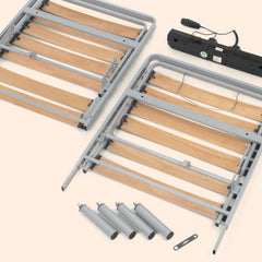 Geriafy - Electrically Adjustable Slatted Frame Home Silver | 90x200 cm | Reinforced and compact | Wired remote control