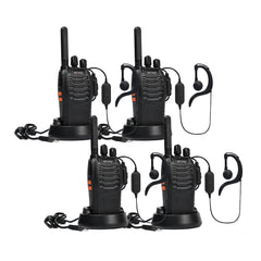 Walkie Talkie PMR446 license-free two-way radio, pofung PT88E 16 channels Professional rechargeable with long range USB charging station and earpieces Black 4 pieces