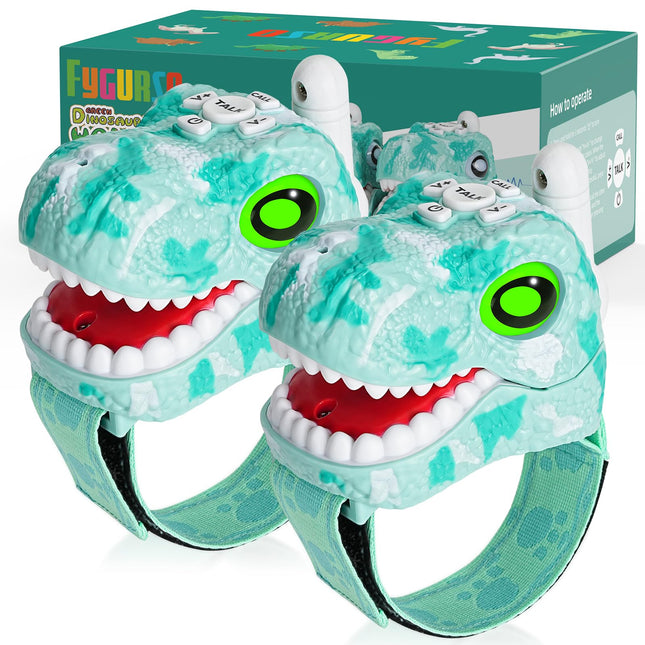 Fygurso Dinosaur Walkie Talkies for Kids, Children's Toys for Boys and Girls Ages 3 to 8 for Outdoor Adventures, Camping, Halloween, Christmas (1000m Range, 2 Pack)