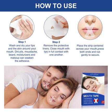 HonLena Mouth Tape for Sleeping, 120 Pieces Mouth Patches for Sleeping, Mouth Adhesive at Night, Anti Snoring Patches and Snoring Patch Sleep Tape, Helps Against Snoring and Develops Nasal Breathing Habits