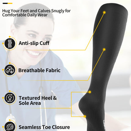 CAMBIVO compression stockings for women and men, 3 pairs, support stockings, compression socks, compression socks, thrombosis stockings for recovery, running, travel, skiing, pregnancy, everyday use