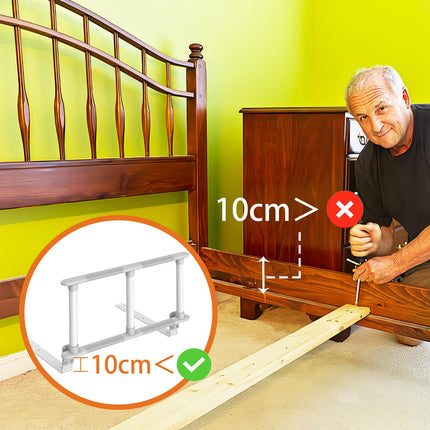 Heuffe bed rail fall protection for seniors, bed grab bar, standing aid for older adults, safety bed railing, height-adjustable bed guard rail, nursing bed for the disabled (three-bar railing)