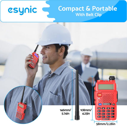 eSynic Professional Rechargeable UV5R Radio 128 Channels Walkie Talkie