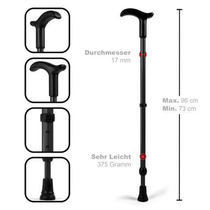 Rebotec Simplex walking stick with Fritz handle