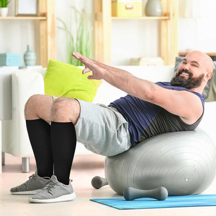 LOFIR Medical Compression Stockings for Women Men: Open Toe Knee High Thick Calf Plus Size Support Stockings Firm 20-30 mmHg Class 2 Gradient Compression Socks for Varicose Veins Black 1 Pair