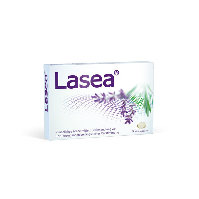 Lasea® helps you naturally unwind, calms you down, and improves your sleep. Herbal medicine with special lavender oil | 14 capsules