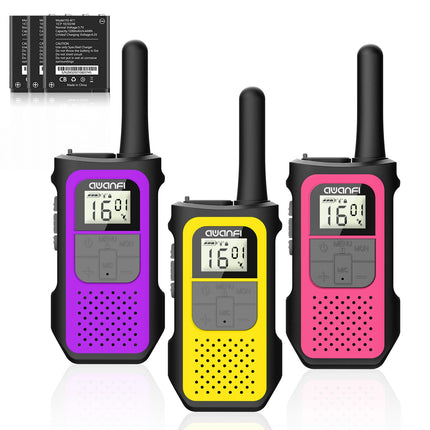 AWANFI Walkie Talkie Rechargeable with 1200mAh Battery, Walkie Talkie for Adults and Children, 16 Channels Two-Way Radio Set, Walky Talky for Camping