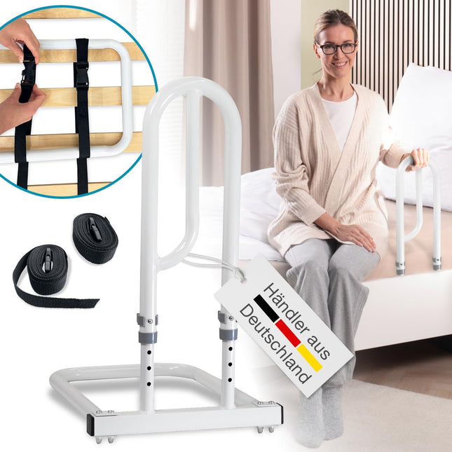 ELONEO Bed Riser Aid Bed Handle - For more independence and comfort, height-adjustable grab bar for seniors, white