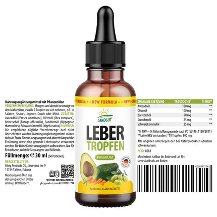 Landgut Liver Drops | Made from pure plant oils | Suitable for women and men | 30 ml content per bottle 1x