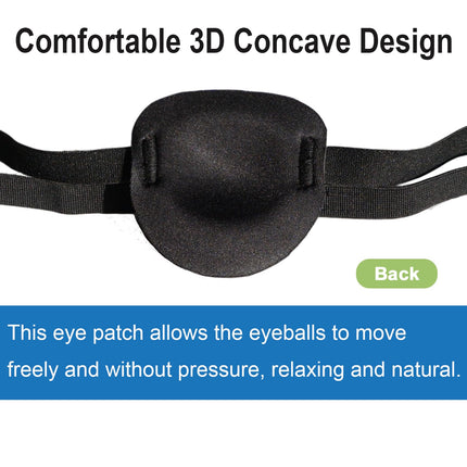 RIKEYO 2-Pack Black Medical Eye Patches for Adults and Children, 3D Adjustable Eye Patch for Right or Left Eye, Pirate Costume Eye Patch