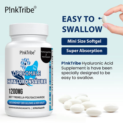 Liposomal Hyaluronic Acid Capsules - High Dose with 1200mg Hyaluronic Acid, High Molecular Weight Hyaluronic Acid (500-700 kDa), Free from Additives, 60 Capsules (2 Pack)