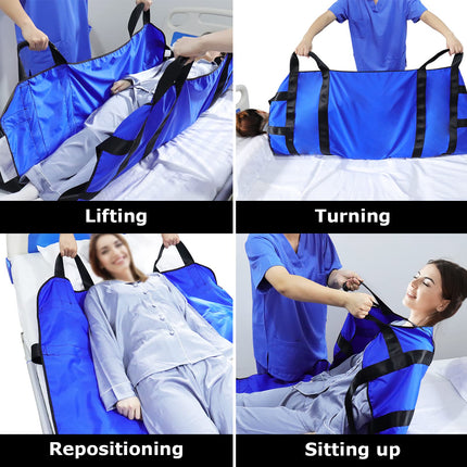 LOSCHEN Transfer Board for Patient Lifts, Patient Transfer Board with Eight Handles, Suitable for Obese People, Elderly People and Patients Who Need to Be Transferred (Blue 100 * 120cm)