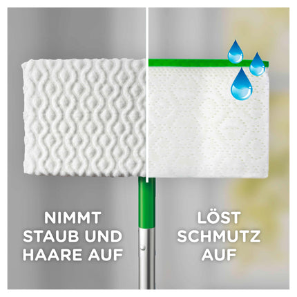Swiffer Floor Mop with 102 Dry Floor Cloths Picks Up Dirt and Locks It in (+3 Wet Floor Cloths as Sample Pack)