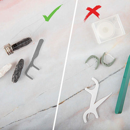 GEORDINARY Stainless Steel Dental Floss Holder - Environmentally friendly, plastic-free holder for dental floss - 100% stainless steel dental floss stick, sustainable and BPA-free