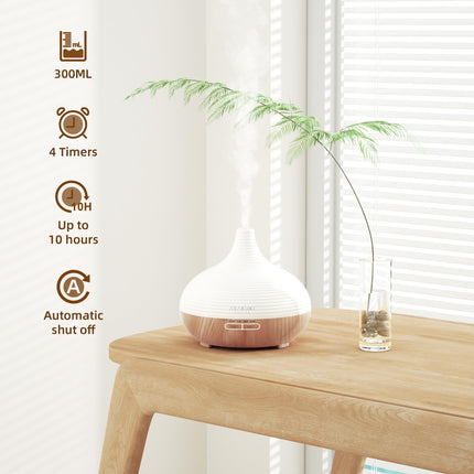 ASAKUKI 300ml Aroma Diffuser for Fragrance Oils, Premium Ultrasonic Humidifier Aromatherapy Oils Diffuser with 7 Color LED Light, BPA Free Bedroom, Office, Spa
