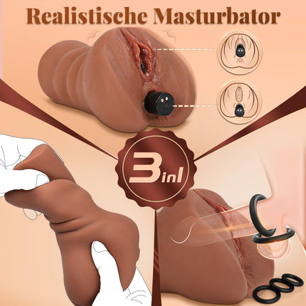 Masturbation for Men Masturbator Pocket Pussy Sex Toy for Men, Pocket Pussy Large Sex Toy for Couples, Electric 3D Vagina Clitoris with Penis Ring Mini Vibrator Sex Toy Set