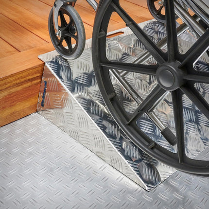 Datona Door Threshold Ramp Long - Aluminum, 15-20 cm Height, 60 cm Length, 73 cm Width, 300 kg Load Capacity, Silver