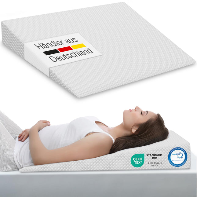 ELONEO bed wedge pillow, bed wedge 100x100 cm, visco-mineral foam, mattress raiser