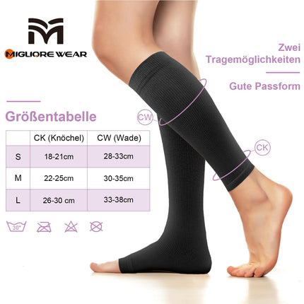 Migliore Wear 2 pairs of compression stockings for women and men, 20-30 mmHg | Class 2 medical compression stockings, graduated support stockings, anti-thrombosis stockings