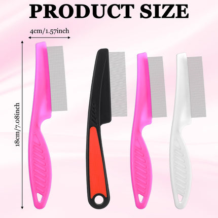 JIYIN 4 Pack Lice Comb, Stainless Steel Lice Combs Fine Tooth Comb Professional Lice Comb Dandruff Comb for Care and Removal of Dandruff or Lice
