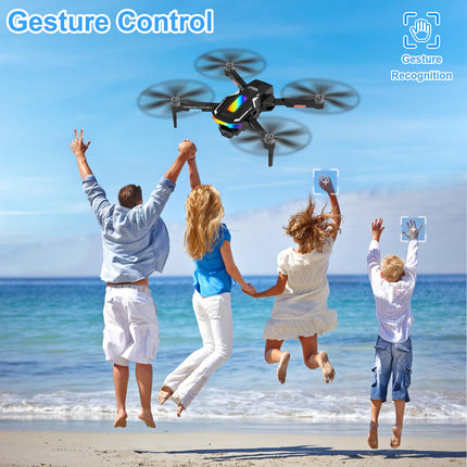 Drone with 4K Camera, GuKKK Mini Drone with 2 HD Cameras, Foldable FPV Drone Live Transmission, Camera Electrically Adjustable with 2 Batteries, RC Drones WiFi FPV Transmission Quadcopter for Beginners