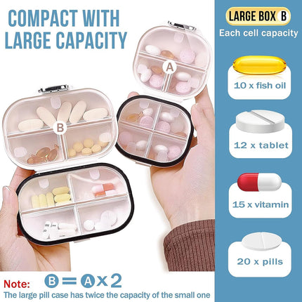 Ptyism 2 Pack Pill Organizer Box (Large + Small) Portable Pill Box, Pill Box, Travel Pill Organizer for Travel and Daily Use etc.