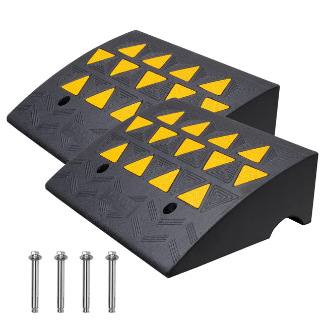 VEVOR Rubber Curb Ramps, 6" High, Heavy Duty, 15 Ton Threshold Ramps with Sturdy Grid Structure for Cars, Wheelchairs, 2 Pack