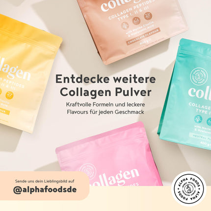 Collagen Powder [400g] | Premium Collagen Hydrolysate | Peptides Types 1, 2, and 3 | High-Dose Collagen Powder with Hyaluronic Acid and Elastin | Tasteless | Made in Germany | Alpha Foods