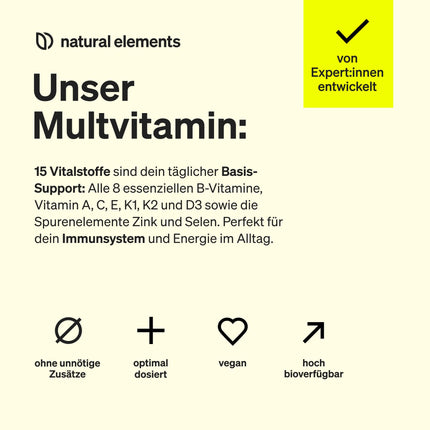 Multivitamin – 365 vegan tablets – year's supply – valuable vitamins AZ, with vitamin K1 and K2 – no unnecessary additives – produced in Germany &amp; laboratory-tested