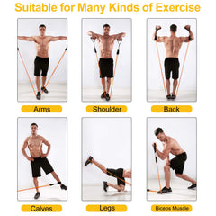 JATEKA Fitness Bands Set of 5, Sports Resistance Bands 5 resistance bands, resistance bands with door anchor, handles, ankle straps, portable for muscle building and Pilates for men and women