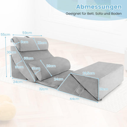 COSTWAY 7-Piece Orthopedic Wedge Pillow Set, Adjustable Bed Wedge Pillow with Washable Cover, Support Pillow for Heartburn, Pain Relief, Leg Elevation, Snoring, Gray