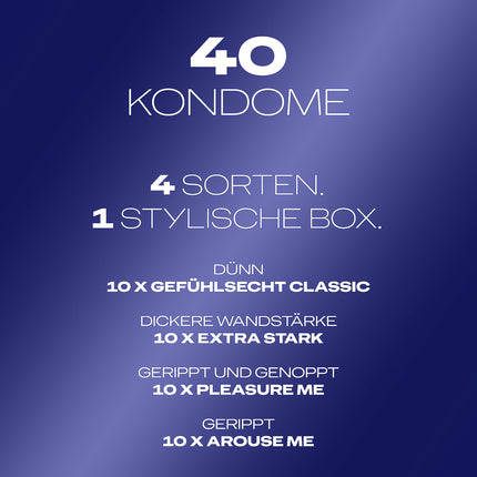 Durex Surprise Me condoms in a stylish box - Extra variety, practical &amp; discreetly packaged - for reliable protection with a pleasant scent - Bulk pack - 40 pack (1 x 40 pieces)