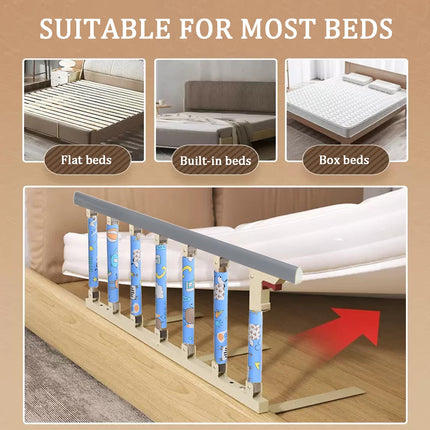 Bed rail, medical aid equipment, foldable bed rail safety side protection, steel bed rail with foam cushion for elderly seniors adults children, 7 vertical bars (size: 106x40cm)