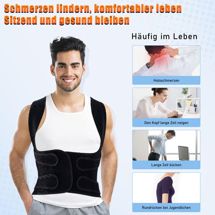 Back Straightener Back Support Belt Posture Corrector Women: Posture Correction Belt for Men - Adjustable Back Support Corrector - Posture Trainer Back Belt for Shoulder Neck - Black L