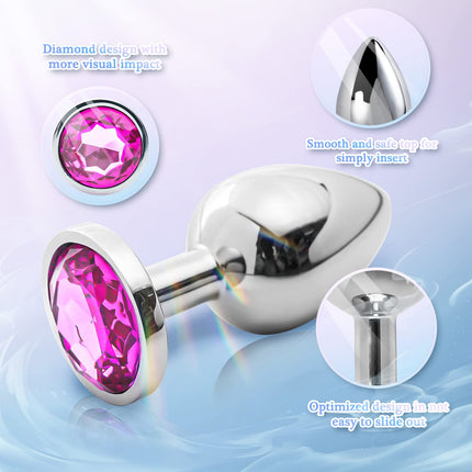 Cacuola Anal Plug Set Anal Plug for Women, Anal Plug for Women Men, Sex Toys for Women Men, Small Butt Plug Butt Plug Erotic Sex Toys, Metal Anal Plugs with Crystal Beginners