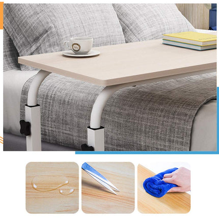 Adjustable bedside table with lockable wheels – movable rolling tray for bedridden elderly people, reading, eating – height-adjustable bedside table
