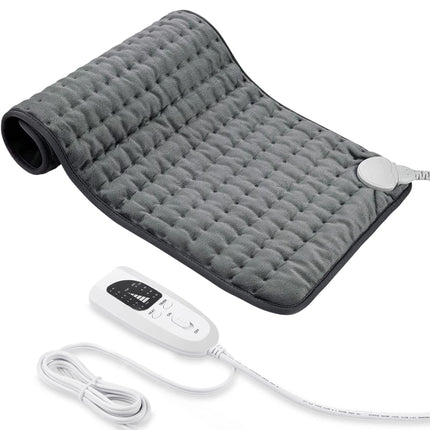 Heating pad, electric heat pad with automatic shut-off and 6 temperature levels, heating pad for back, neck, shoulder, stomach, machine washable (dark gray, 30 x 60 cm)