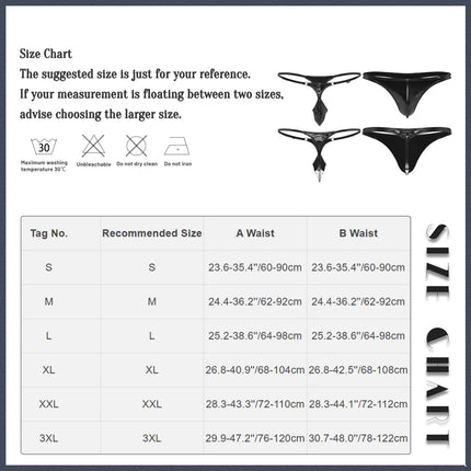 iiniim Men's Mini Micro Strings Thong Wetlook G-String Thong Mini Briefs Patent Leather Bikini Briefs Lingerie Underwear D Black XL