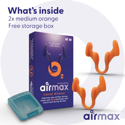 Airmax Nasal Dilator | 76.1% More Air | Breathe Better, Sleep Better | Snore Stopper | 2 Pieces Size Medium (M) Pack for 4 Months | Nasal Dilator for Free Breathing Through the Nose