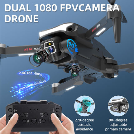 Drone with Camera, HD 1080P Drones with Brushless Motor, Drone with Dual Camera for Kids Drone, RC Quadcopter Drone with 3D Flips, One Key Takeoff/Landing, 2 Batteries