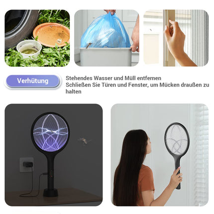 YISSVIC Electric Fly Swatter Extra Strong 4000V 2 in 1 USB C with Rechargeable Battery Electric Mosquito Swatter with UV Light Trap Black