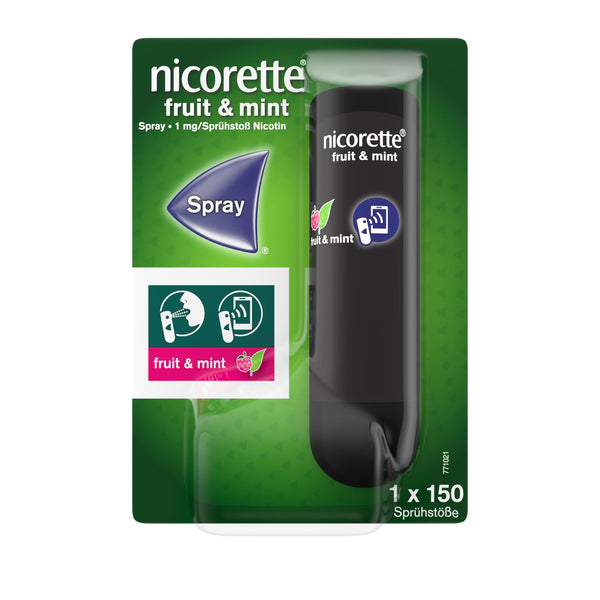 NICORETTE spray with fruit &amp; mint flavor – quit smoking with nicotine spray – 1 spray replaces up to 150 cigarettes – for smoking cessation – 1 pc.