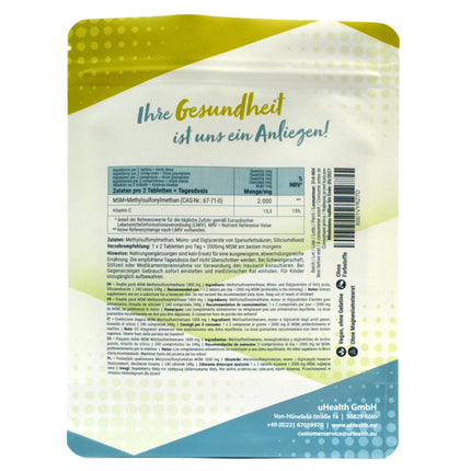 Twin Pack: MSM 1000 mg; Methylsulfonylmethane; with Vitamin C - 240 Tablets