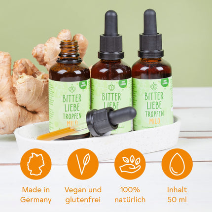 BitterLiebe® Bitter Drops without alcohol 50ml according to Hildegard von Bingen - the original from The Lion's Den - highly dosed bitter drops